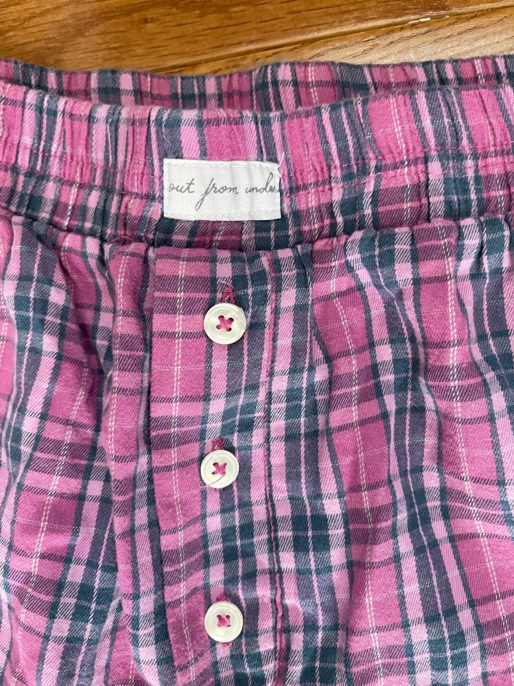 Urban Outfitters Out from Under Boxer Sleep Shorts Pink and Navy Plaid